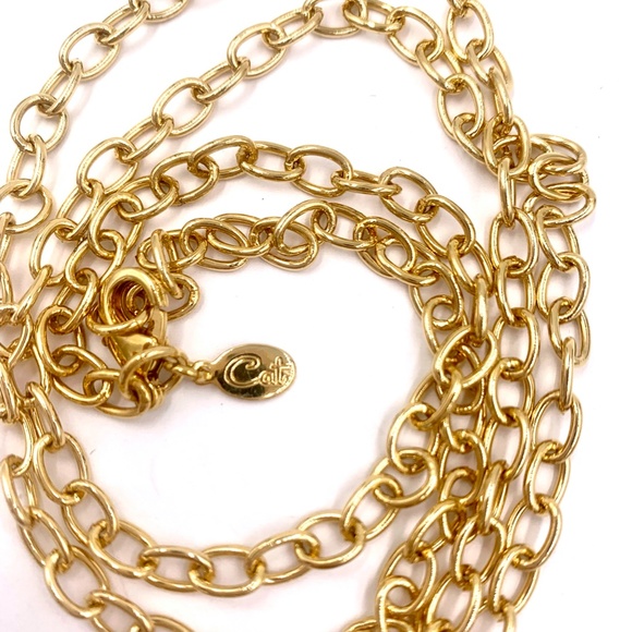 CAT DEELEY MODERN VINTAGE NECKLACE GOLD TONE RHINESTONE CIRCLE PENDANT - Picture 9 of 9